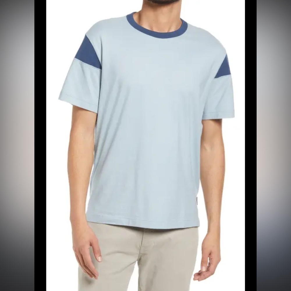 NWT AG Adriano Goldschmied Color Block Blue T Shirt, size medium